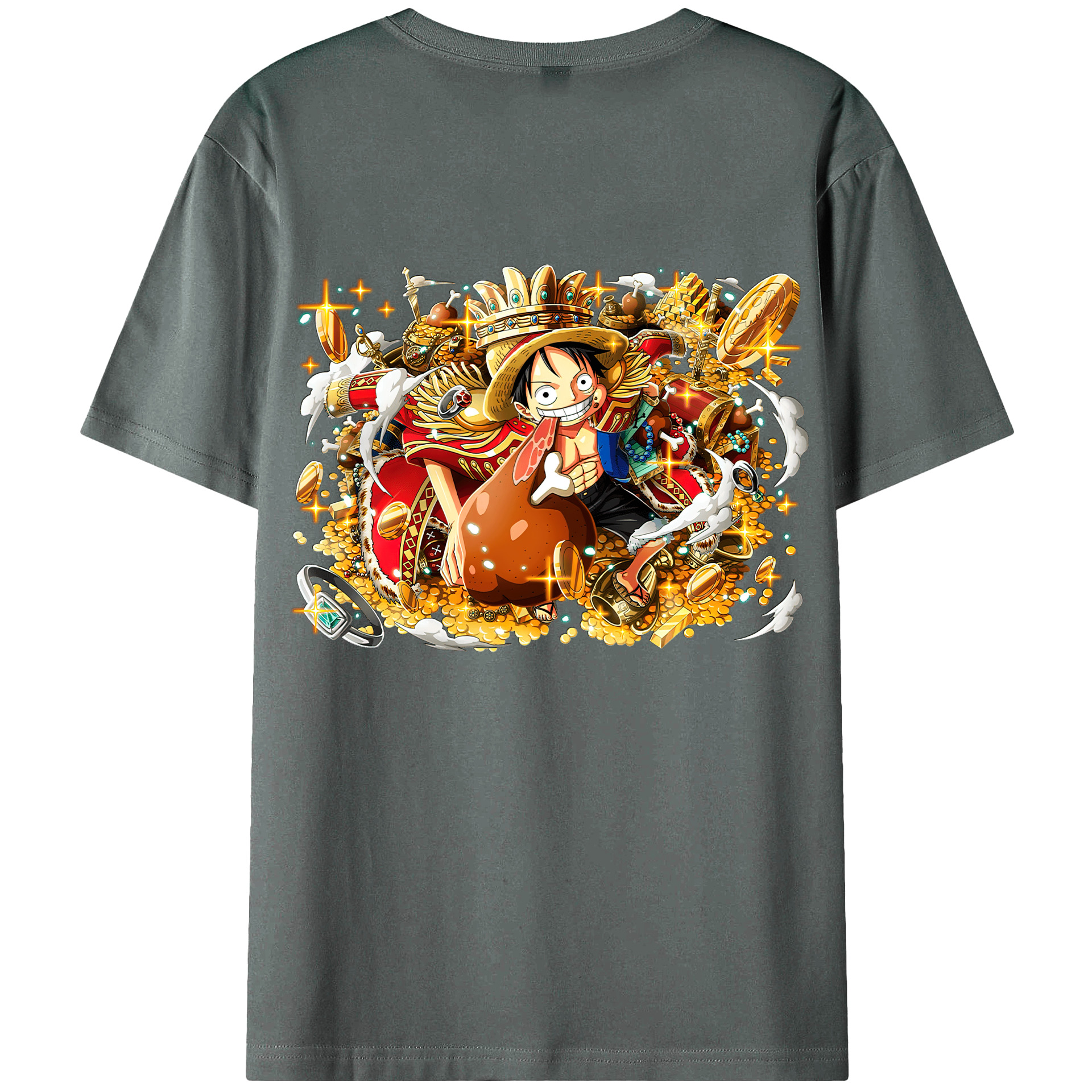ワンピース モンキー・D・ルフィ ONE PIECE Monkey D. Luffy 綿100％ メンズ半袖Tシャツ（バックプリント） 通気性